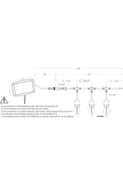 VELAMP LED světelný řetěz PS070S se solárním nabíjením, 8m
