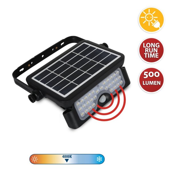 VELAMP LED reflektor SL360 so solárnym nabíjaním, detektor pohybu