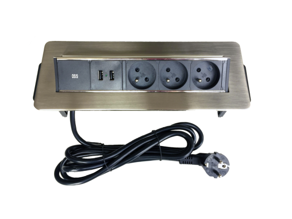 Výklopná lišta IN 553010 , 3 zásuvky + 2 USB