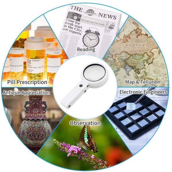 VELAMP LE037 prenosná lampa s osvetlením a lupou