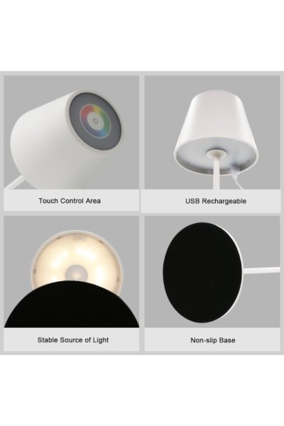 VELAMP Dobíjecí stolní RGB lampa TL1908-W s dotykovým spínačem