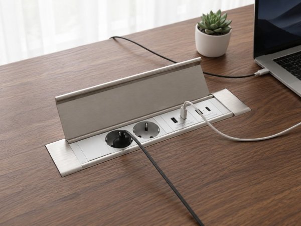 Vestavná zásuvková lišta IN 553048 se 2 zásuvkami a 2xUSB A+C