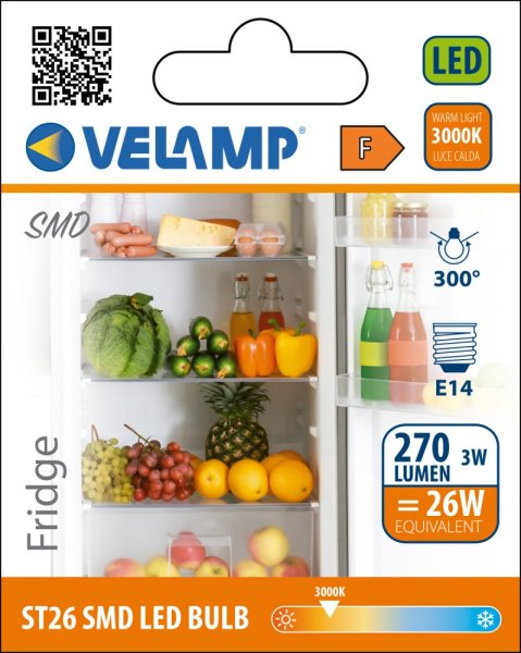 VELAMP LB902F-30K LED žárovka do lednice 3W, E14, 3000K