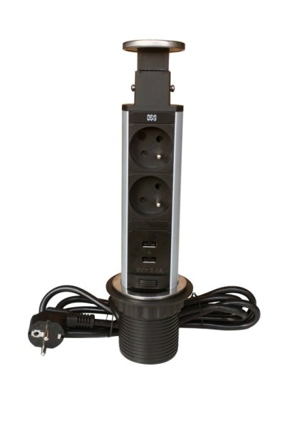 Výsuvná lišta IN 553006, 2 zásuvky + 2 USB