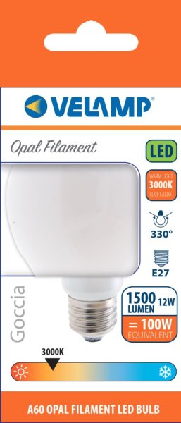 VELAMP OPAL FILAMENT žárovka 12W, E27, 3000K