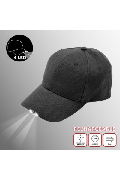 VELAMP Šiltovka CAP103 s LED svetlom čierna