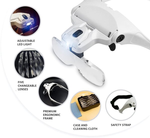 VELAMP LE035 Okuliare s osvetlením, lupou a dioptriami