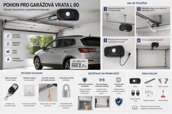 IN Pohon pro garážová vrata L80