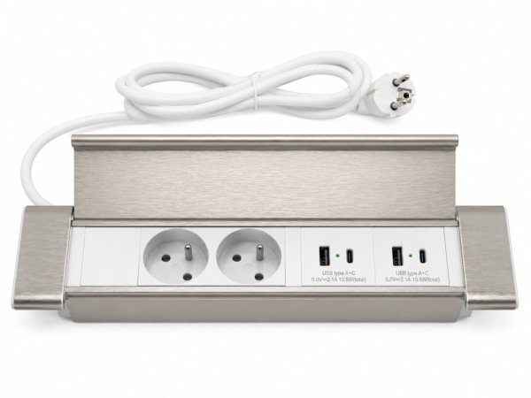 Vestavná zásuvková lišta IN 553048 se 2 zásuvkami a 2xUSB A+C