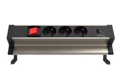 Stolní zásuvková lišta IN 553047, 3 zásuvky, USB A+C, vypínač