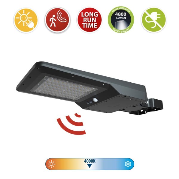 VELAMP LED reflektor SL375 so solárnym nabíjaním, detektor pohybu