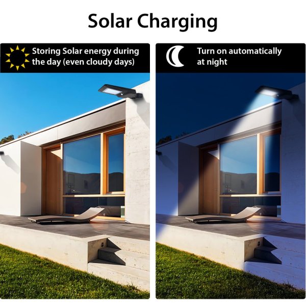 VELAMP LED reflektor SL375 so solárnym nabíjaním, detektor pohybu