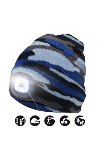 čiapka CAP12 s LED svetlom maskáčová modrá