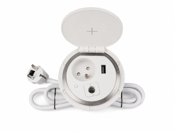 Zapuštěná lišta IN 553009, zásuvka, Qi nabíjení, USB