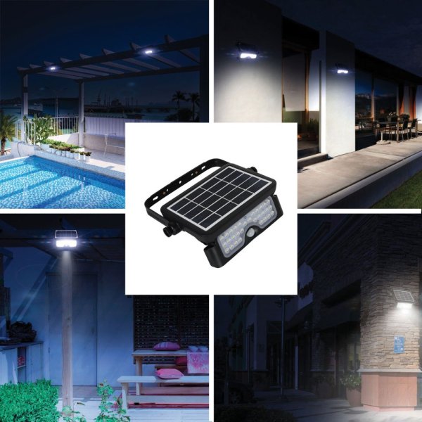 VELAMP LED reflektor SL360 so solárnym nabíjaním, detektor pohybu