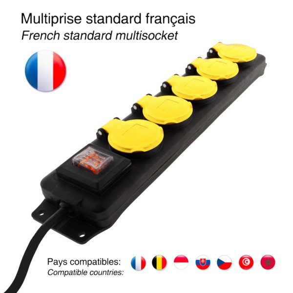 VELAMP ST305FR Venkovní prodlužovací kabel 1,5m, 5 zás.