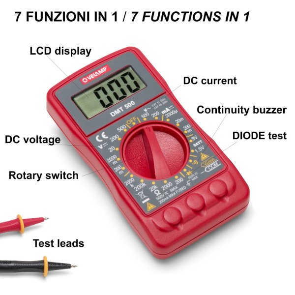 VELAMP DMT500, Mini digitální multimetr 6 v 1 s měřícími sondami