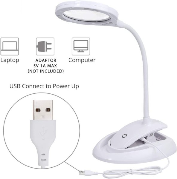 VELAMP LE008 Stolná lampa s osvetlením a lupou