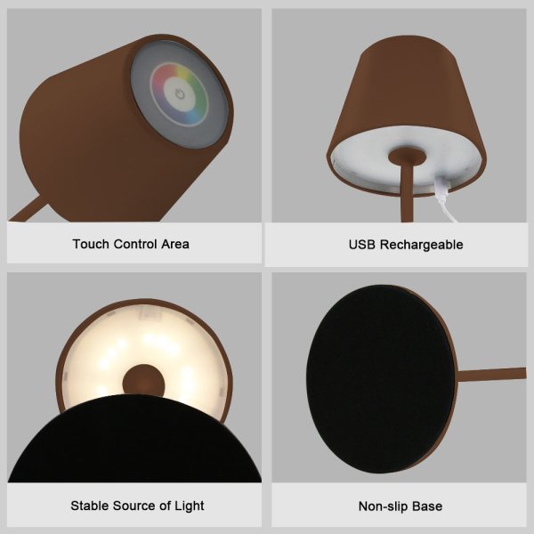 VELAMP Nabíjacia stolná RGB lampa TL1908-C s dotykovým spínačom
