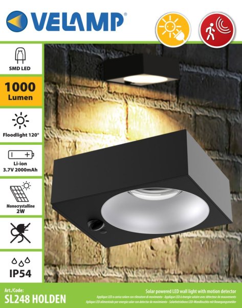 VELAMP LED solárne svetlo SL248 so senzorom