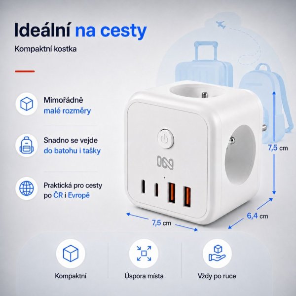 IN Rozbočovacia zásuvka CUBE s USB nabíjaním (553063)