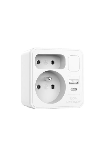 VELAMP zásuvková rozdvojka ADAT-FR-12 s USB-A+C a světlem