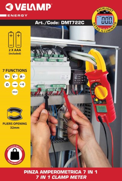 VELAMP DMT722C klešťový multimetr 7v1, CAT III