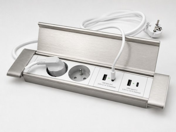 Vestavná zásuvková lišta IN 553048 se 2 zásuvkami a 2xUSB A+C