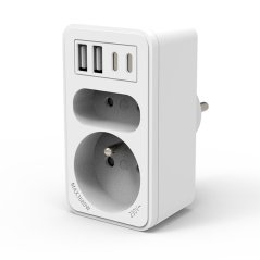 VELAMP zásuvková rozdvojka ADAT-FR-10 s USB-A+C