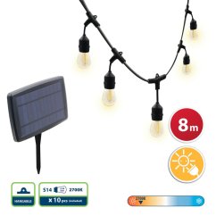 VELAMP LED svetelná reťaz PS070S so solárnym nabíjaním, 8m