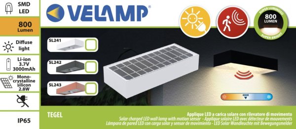 VELAMP LED solárne svetlo SL243 so senzorom