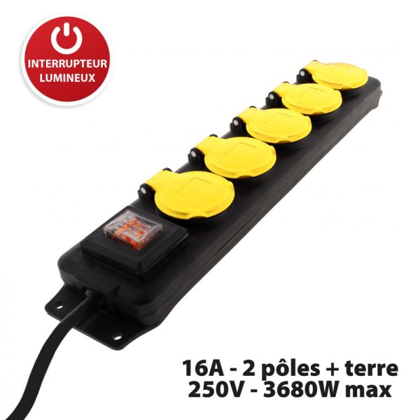 VELAMP ST305FR Venkovní prodlužovací kabel 1,5m, 5 zás.