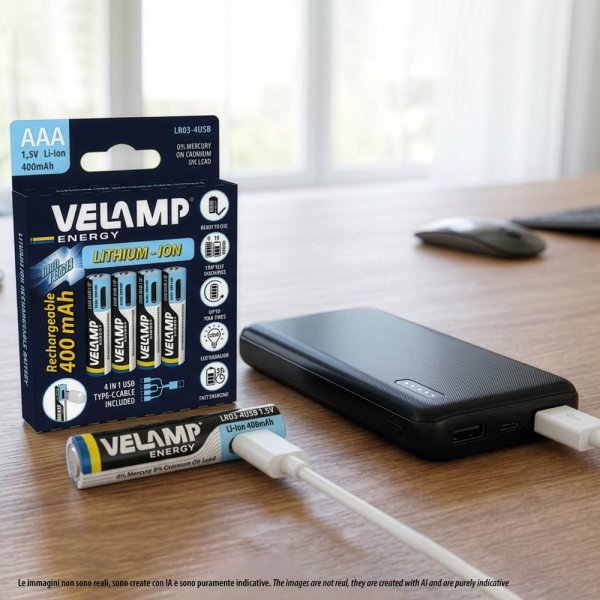 VELAMP LR03-4USB, nabíjacie batérie s USB-C