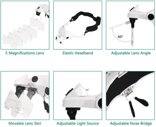 VELAMP LE035 Okuliare s osvetlením, lupou a dioptriami