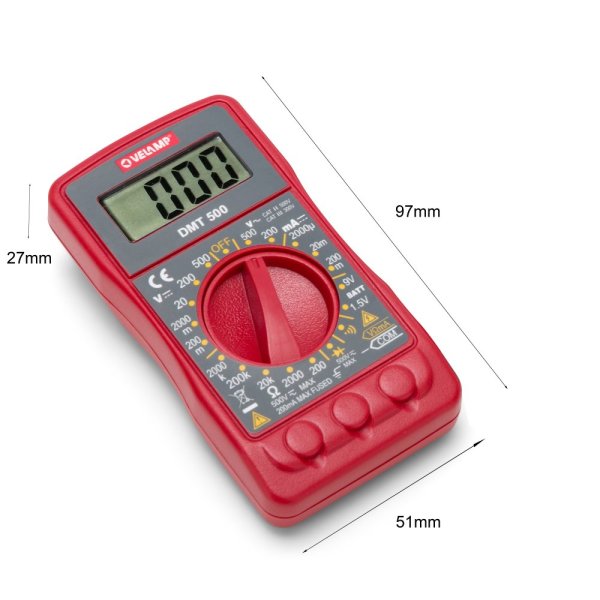 VELAMP DMT500, Mini digitálny multimetr 6 v 1 s meracími sondami