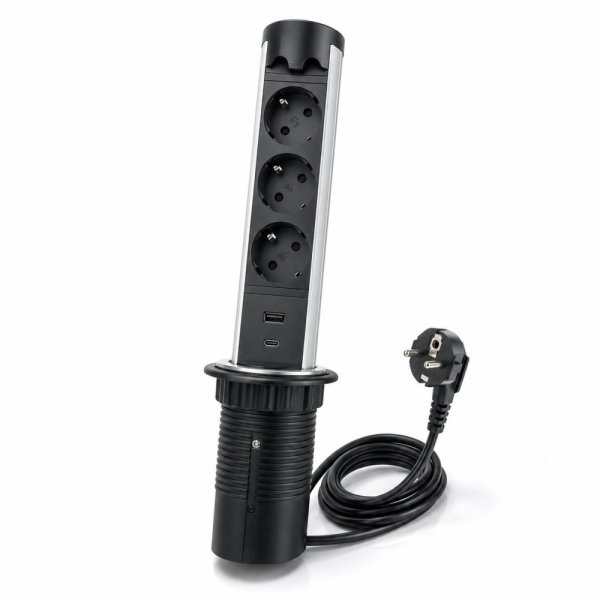 Automatická výsuvná lišta IN 553044, 3 zásuvky, USB A +C