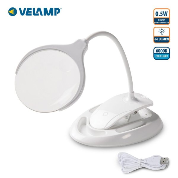 VELAMP LE008 Stolná lampa s osvetlením a lupou