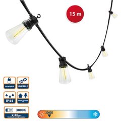 VELAMP Venkovní světelný řetěz PS068N s 20 retro žárovkami