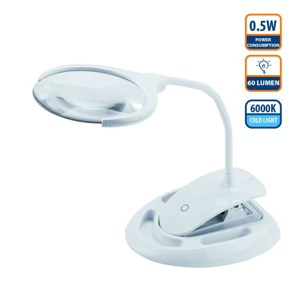 VELAMP LE008 Stolná lampa s osvetlením a lupou