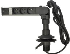 Otočná lišta IN 553008, 3 zásuvky + 2 USB