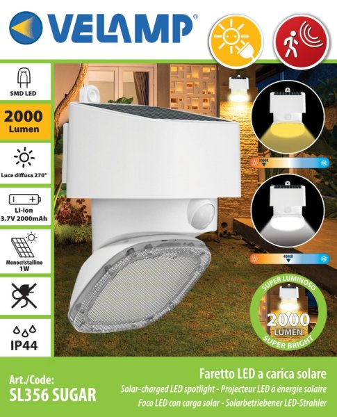 VELAMP LED solárne svetlo SL356 so senzorom