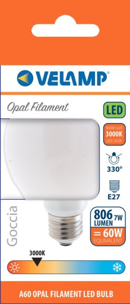 VELAMP OPÁLOVÁ VLÁKNOVÁ žiarovka 7W, E27, 3000K