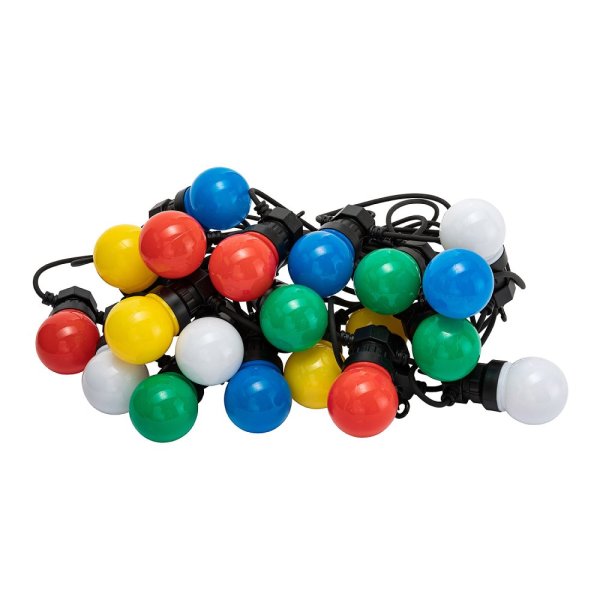 VELAMP Vonkajšia svetelná reťaz PS066 s 20 farebnými žiarovkami