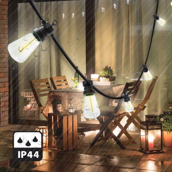 VELAMP Venkovní světelný řetěz PS068N s 20 retro žárovkami