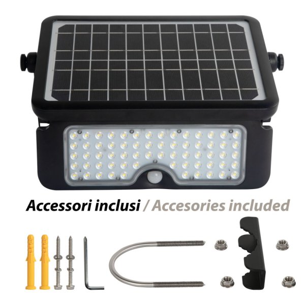 VELAMP LED reflektor SL362 se solárním nabíjením, detektor pohybu