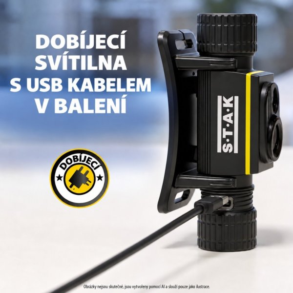 VELAMP ST216, Nabíjateľná čelovka 15W s UV svetlom a magnetom