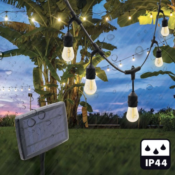 VELAMP LED svetelná reťaz PS070S so solárnym nabíjaním, 8m