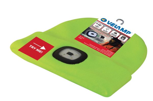 VELAMP čepice CAP07L s LED světlem limetkově žlutá, s odrazkou