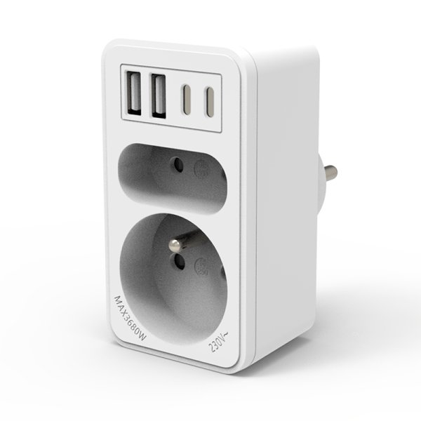 VELAMP zásuvková rozdvojka ADAT-FR-10 s USB-A+C