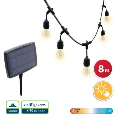 VELAMP LED svetelná reťaz PS070S so solárnym nabíjaním, 8m